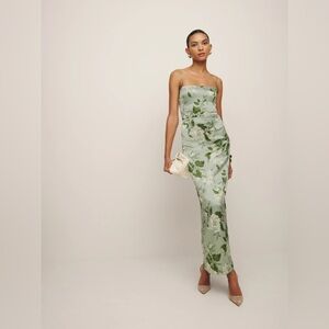 Reformation Frankie Silk Dress - Tea Garden; Size 8